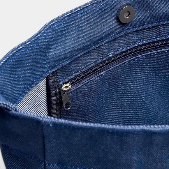 Unisex structured denim large tote made in Korea NWT - Picture 12 of 12